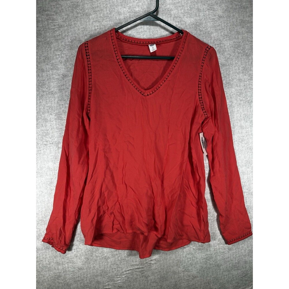 NWT Old Navy Shirt Women Oversized Size XS Knit Long Sleeve V-neck Casual Coral